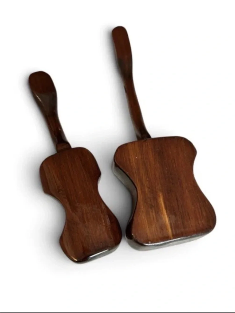 Vintage Miniatures Guitars Lot Of 2 Handcarved Wooden Folk Art
